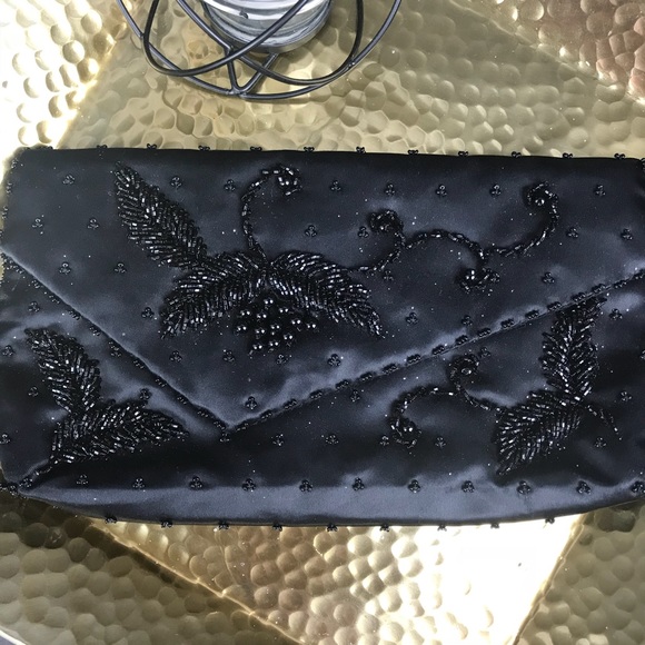 Vintage Joyce Lane Black Hand-Beaded Clutch - Picture 2 of 6